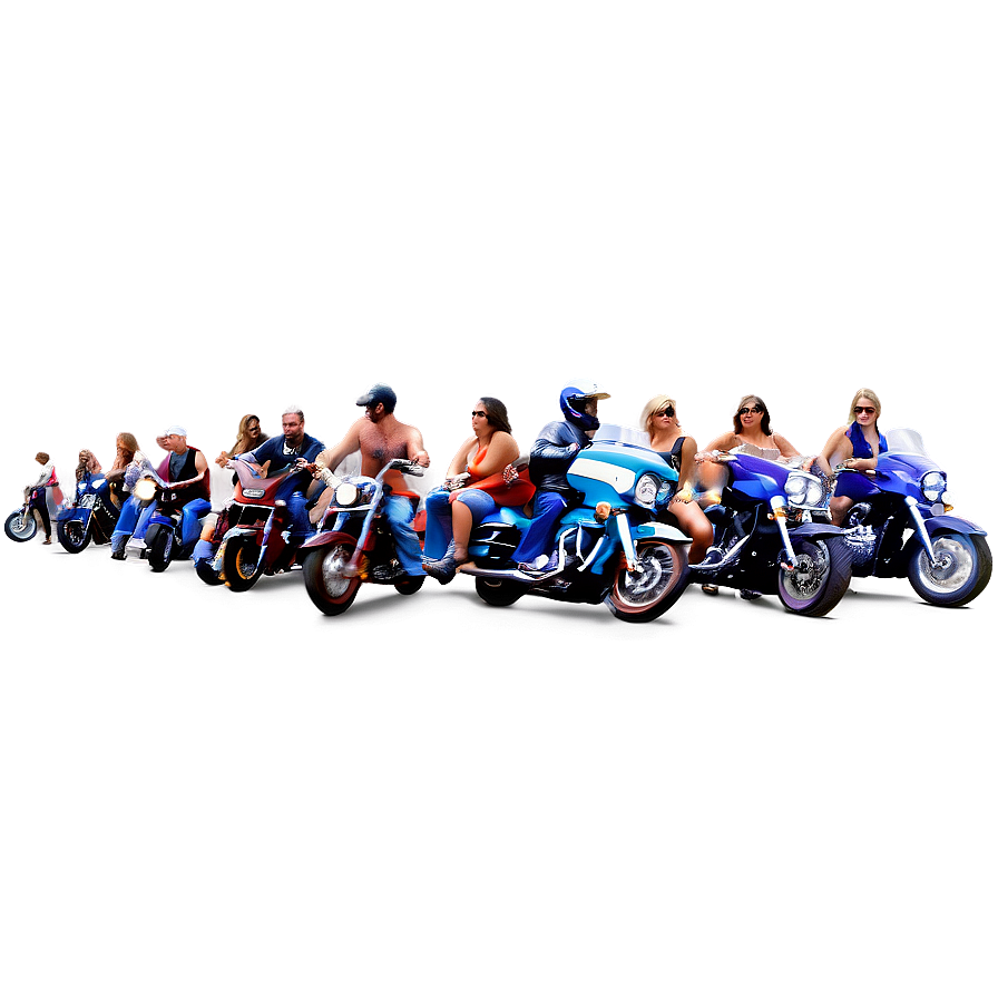 Biker Rally Crowd PNG pwb PNG with transparent background