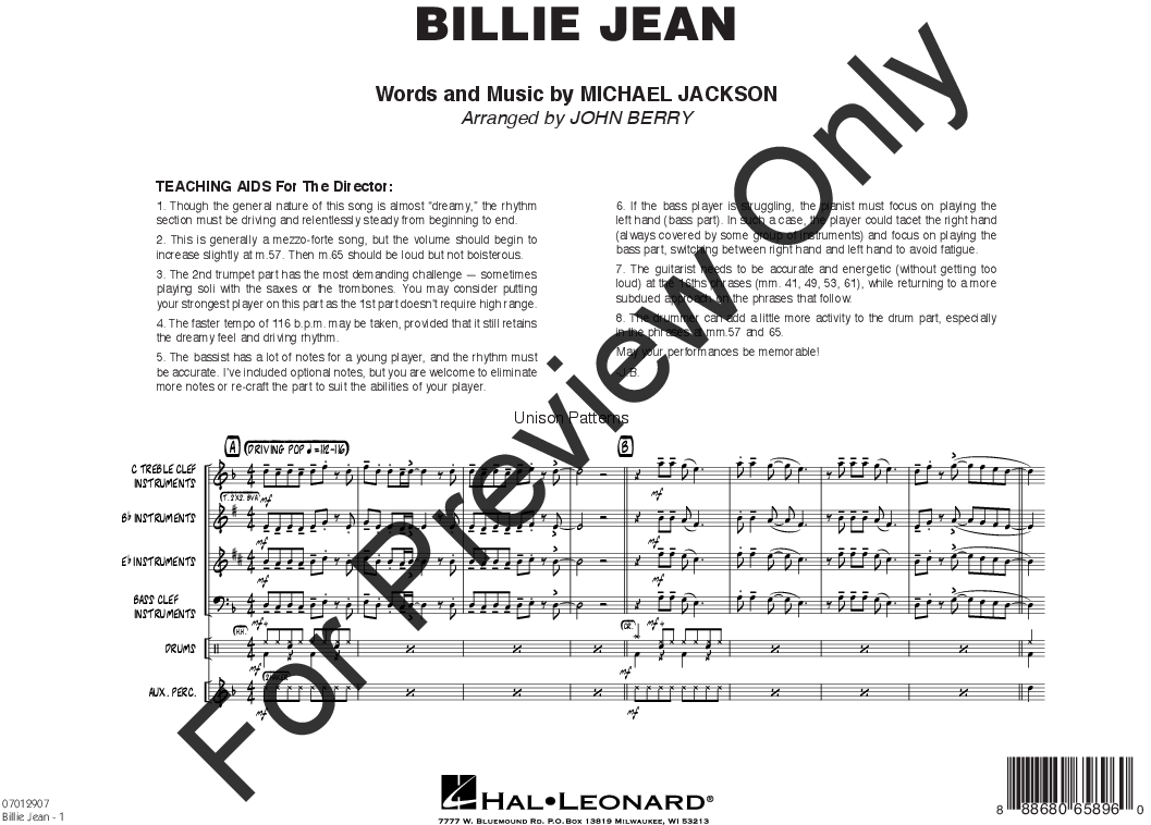 Billie Jean Sheet Music Michael Jackson