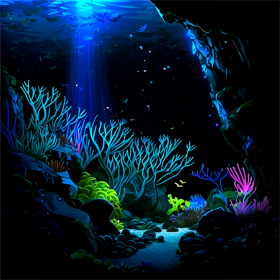 Bioluminescent Marine Cave Png Mbm