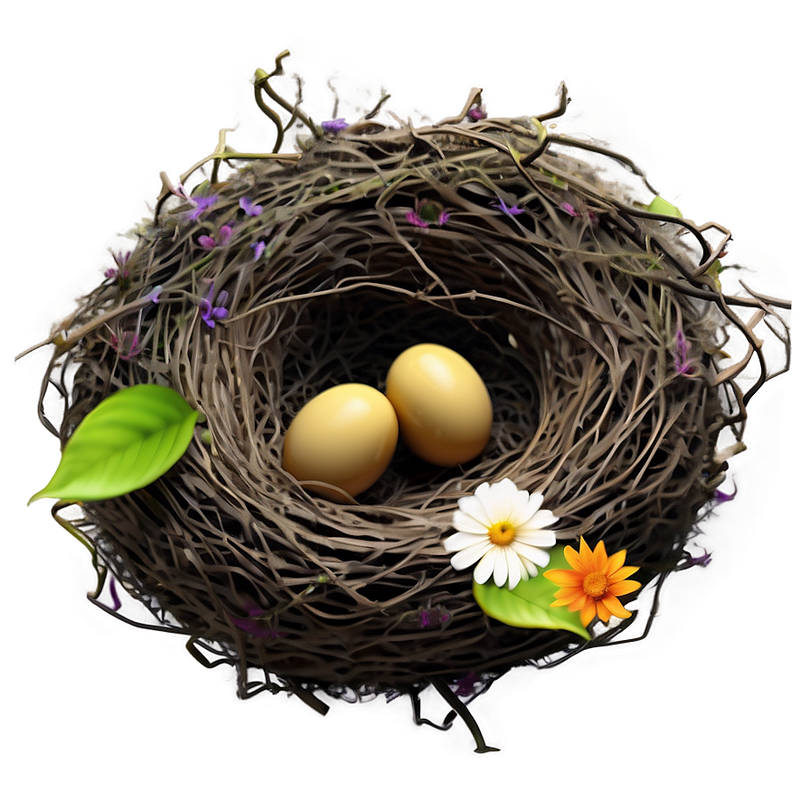 Bird Nest With Flowers Png Ant