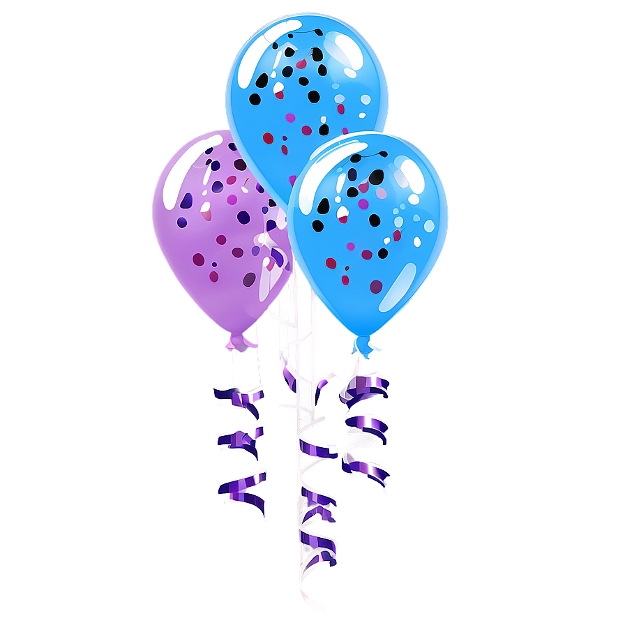 Birthday Balloon With Confetti Png 40