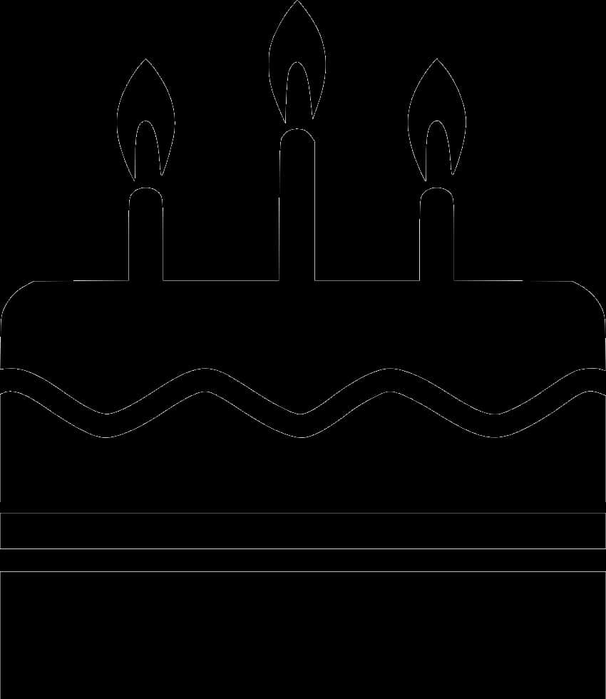Birthday Cake Outlinewith Three Candles PNG with transparent background