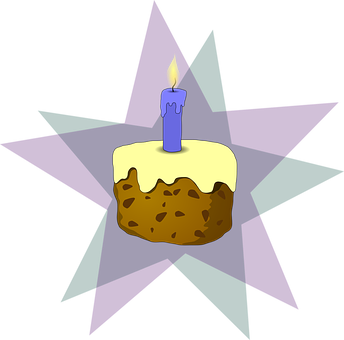 Birthday Cake Single Candle Illustration PNG with transparent background