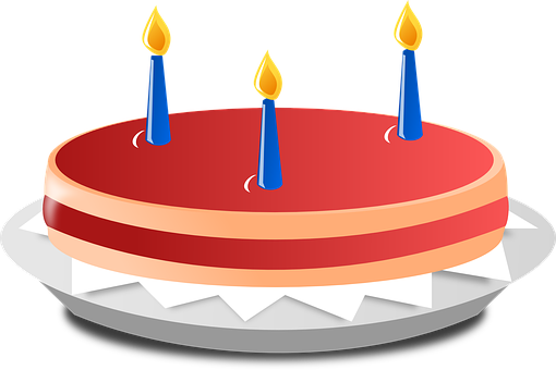 Birthday Cake Three Candles PNG with transparent background