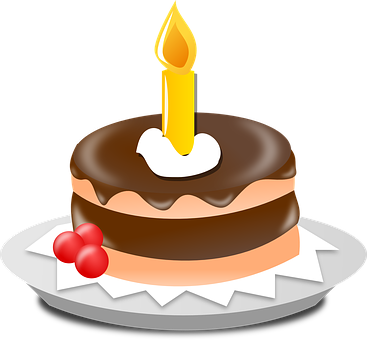 Birthday Cake With One Candle PNG with transparent background