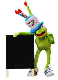 Birthday Celebration Kermitwith Sign PNG with transparent background