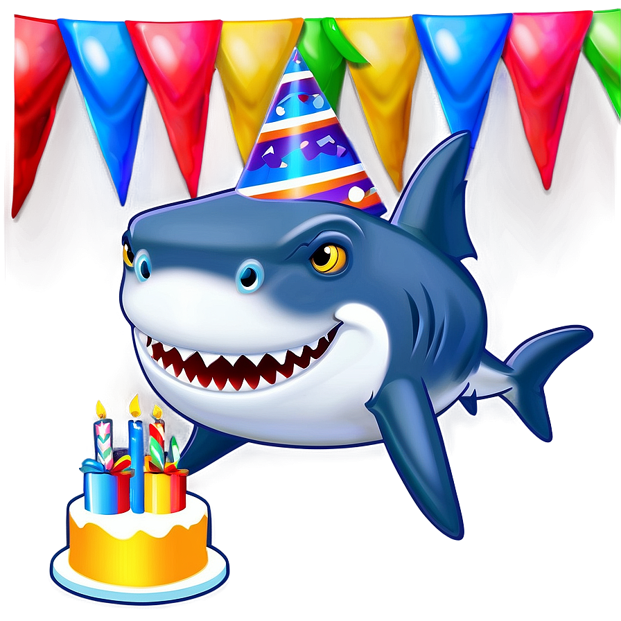 Birthday Shark Banner Graphic Png 06292024