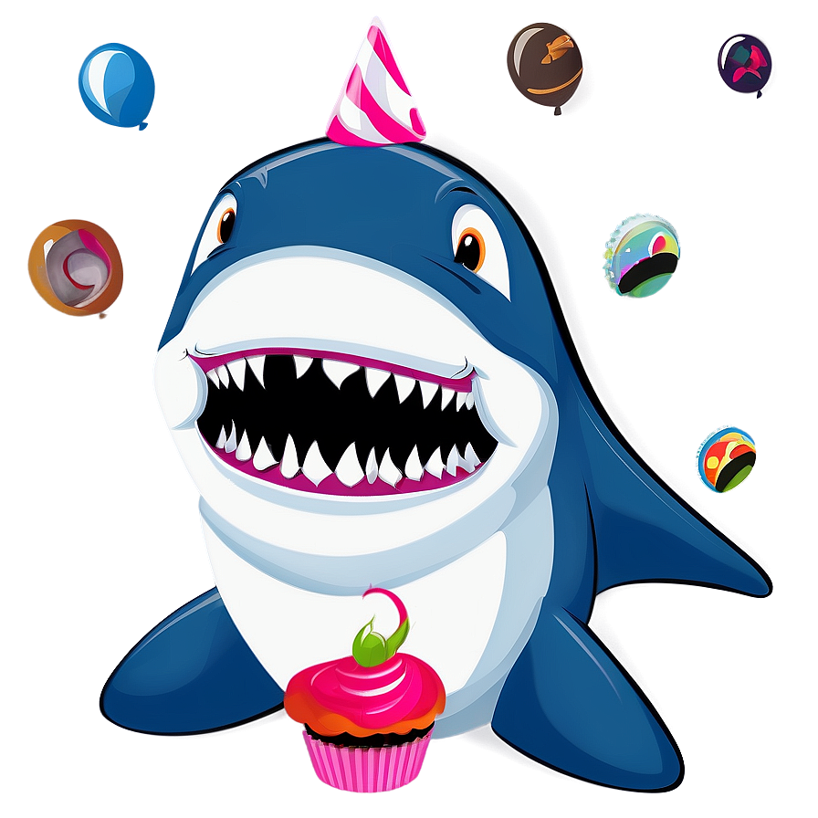 Birthday Shark With Cupcake Png 78