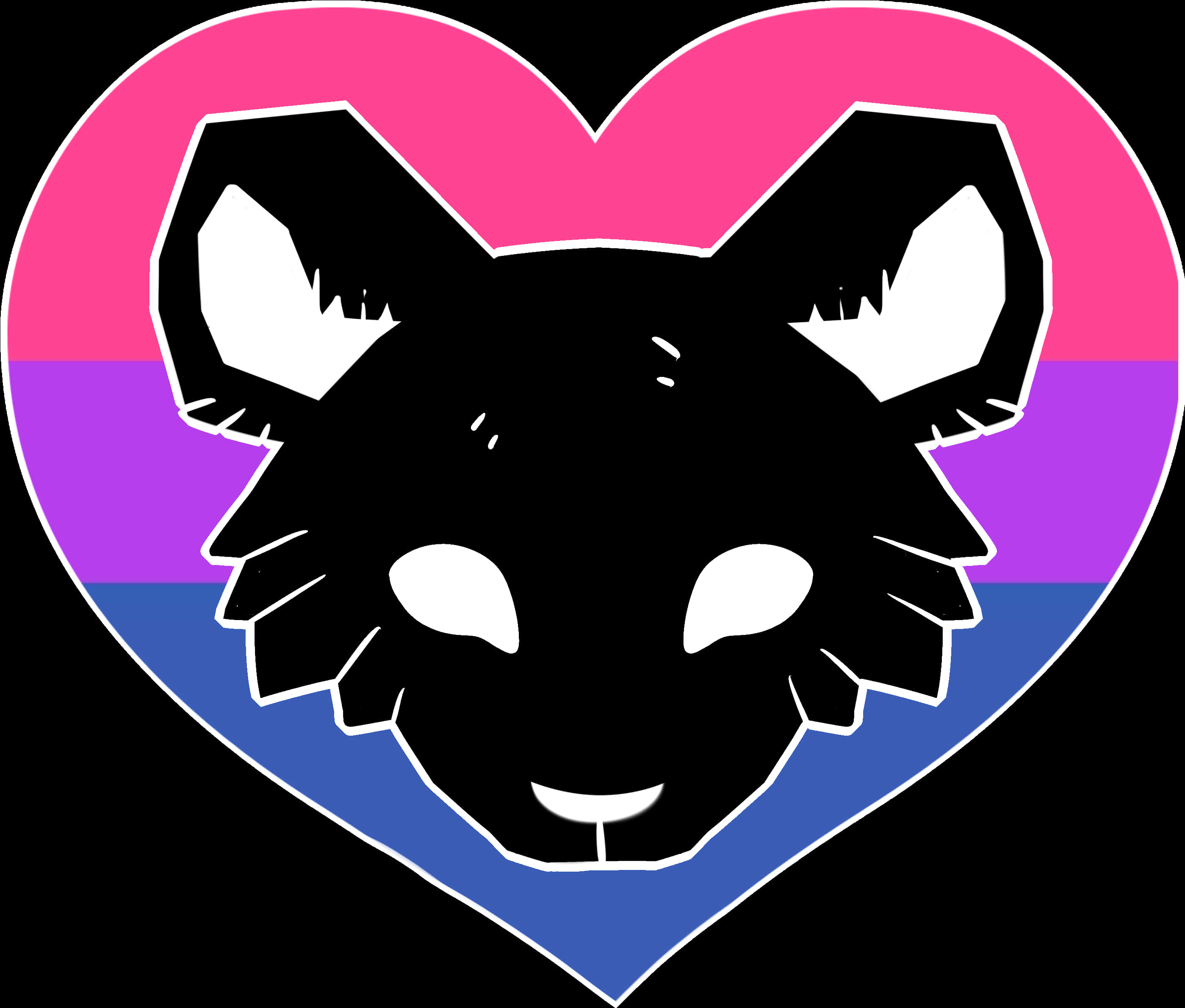 Bisexual Flag Heartwith Cat Silhouette PNG with transparent background