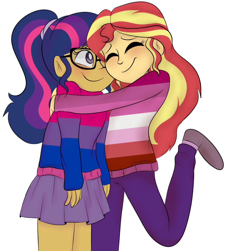 Bisexual Pride Animated Characters Hug