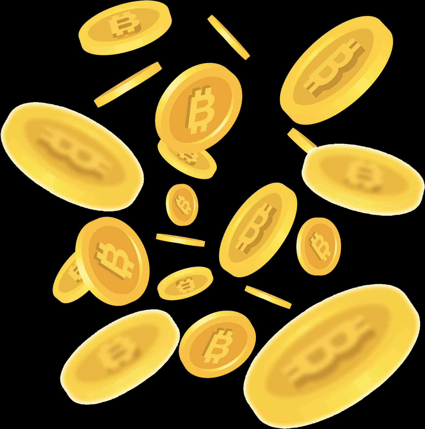 Bitcoin Rain Illustration PNG with transparent background