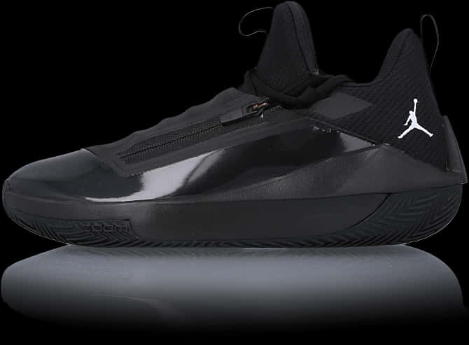 Black Air Jordan Sneaker Profile PNG with transparent background