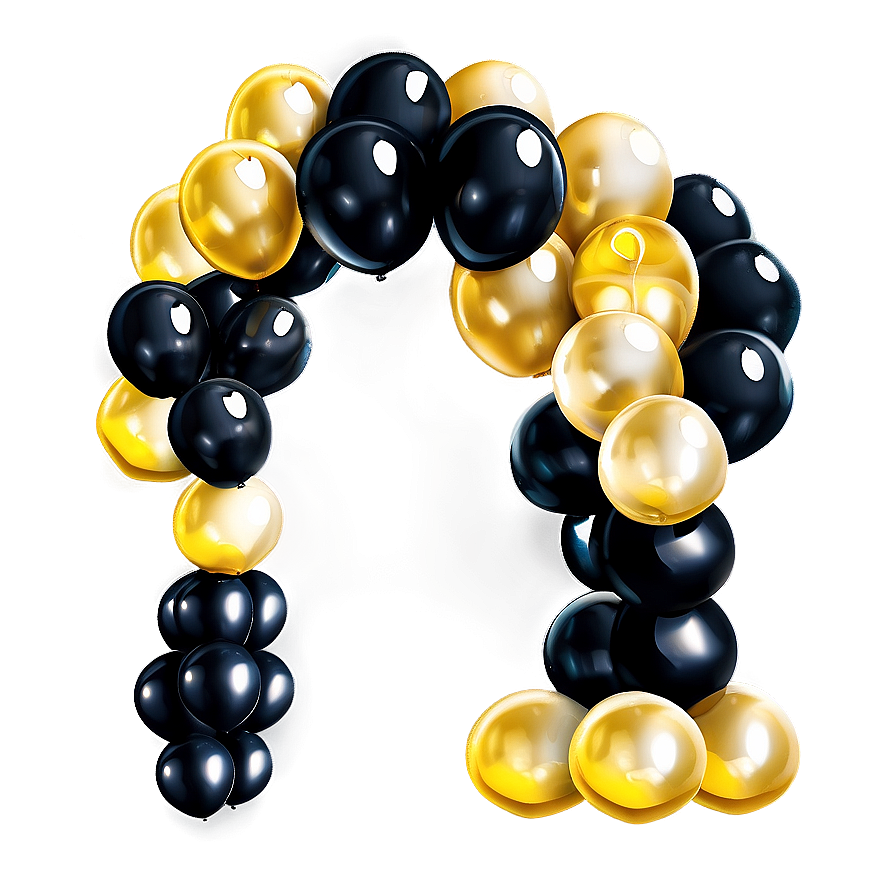 Black And Gold Balloon Arch Png 90