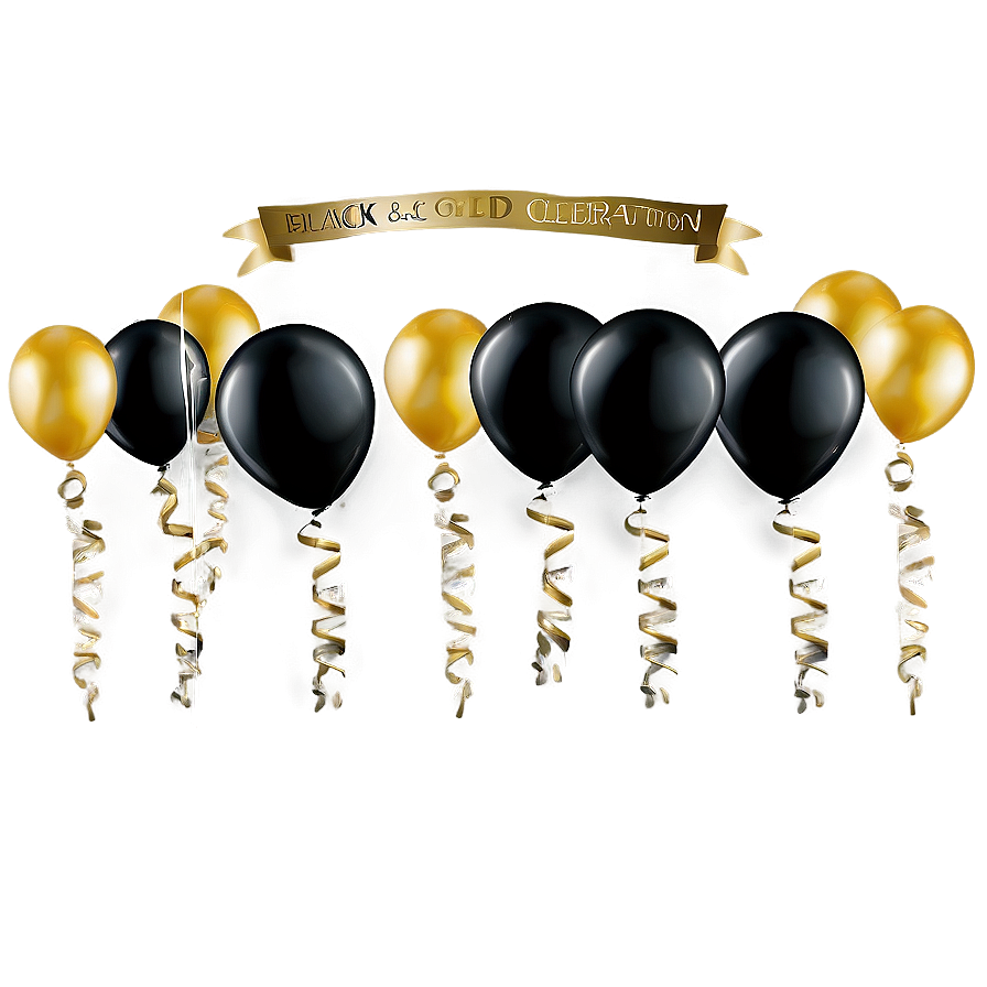 Black And Gold Balloon Celebration Png 27