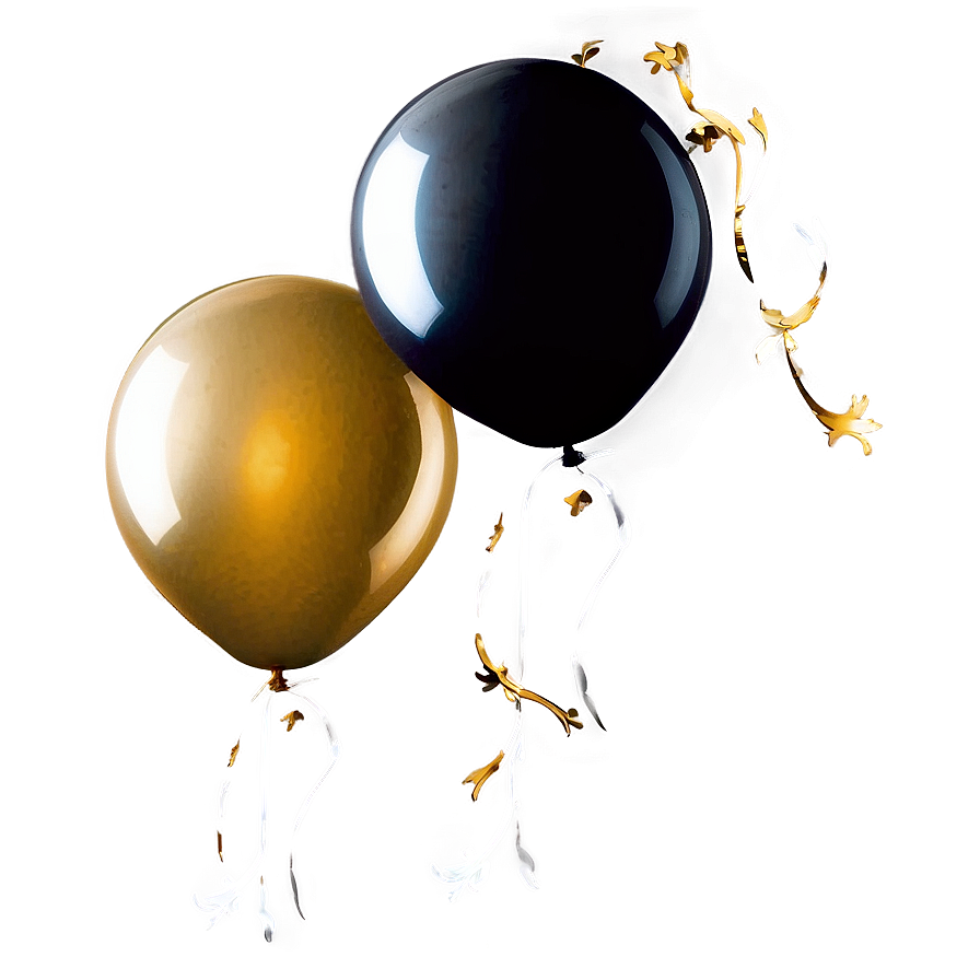 Black And Gold Balloons Png 06132024