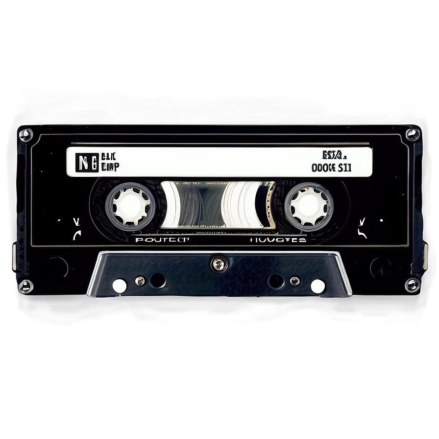 Black And White Cassette Tape Png 05252024