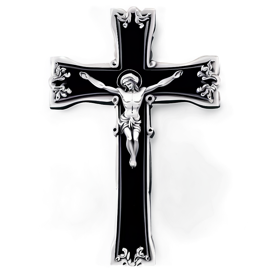 Black And White Catholic Cross Png 36