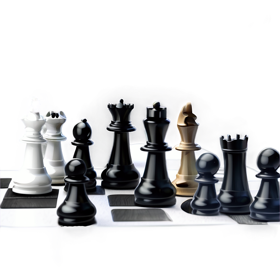 Black And White Chess Set Png 05252024