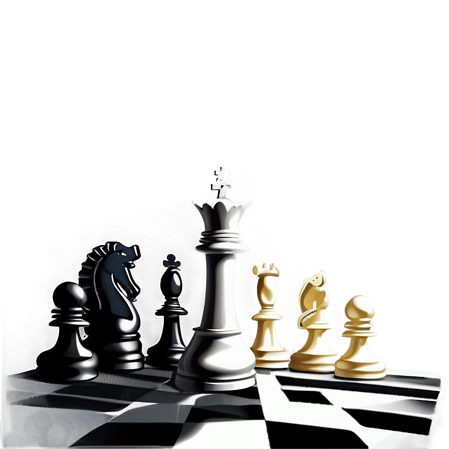 Black and White Chess Set PNG 6 PNG with transparent background