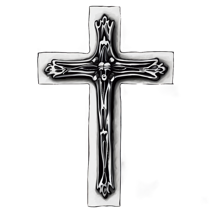 Black And White Cross Outline Png Fse