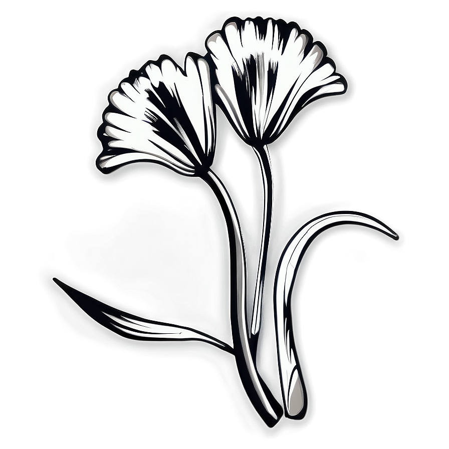 Black And White Floral Art Png Ked