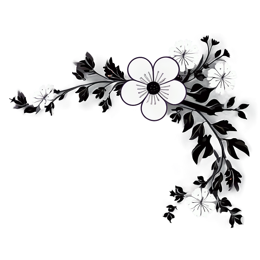 Black And White Floral Borders Png Vfi83