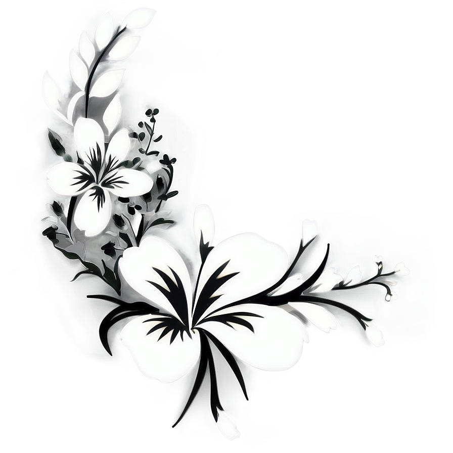 Black And White Floral Corners Png Gft73