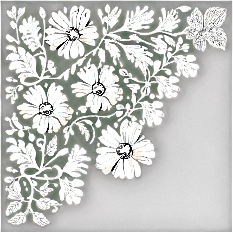 Black And White Floral Corners Png Qoq