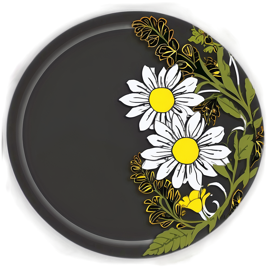 Black And White Flower Circle Png Fuc3