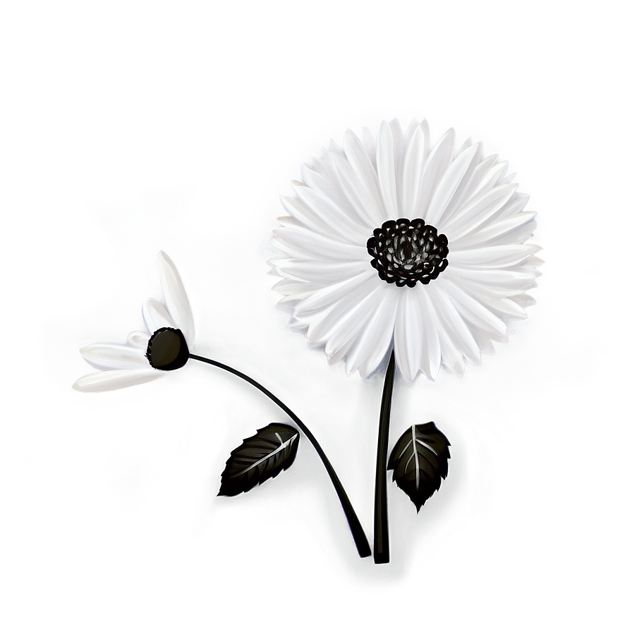 Black and White Flower Drawing PNG tng PNG image with a transparent background, free high-resolution download