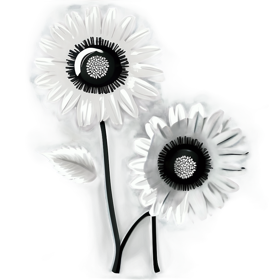 Black and White Flower Illustration PNG 05252024 PNG image with a transparent background, free high-resolution download