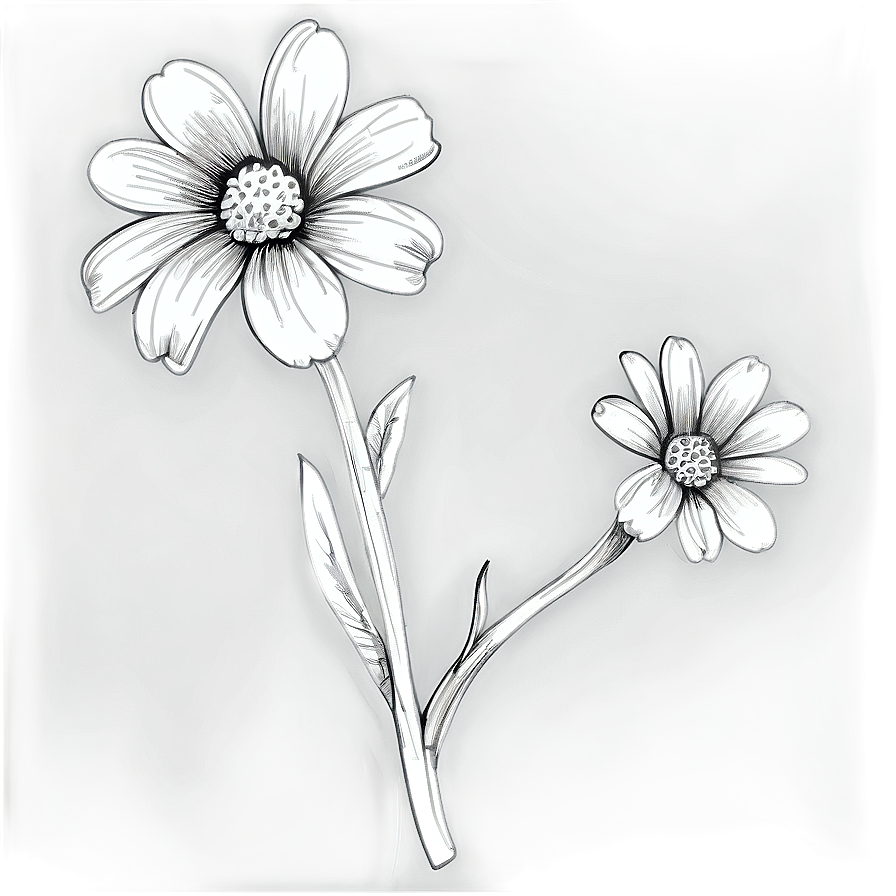 Black and White Flower Sketch PNG api53 PNG image with a transparent background, free high-resolution download