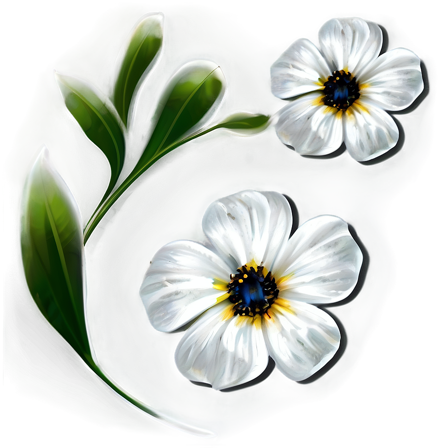 Black And White Flower Sticker Png 64