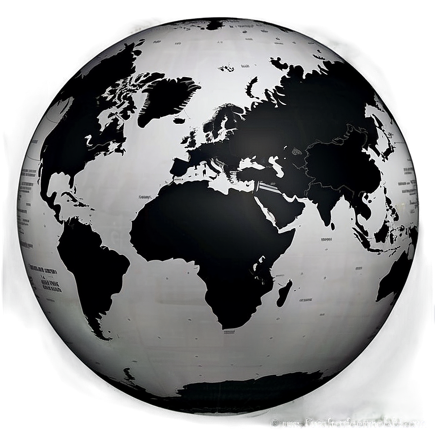 Black And White Globe With Continents Png Iaa