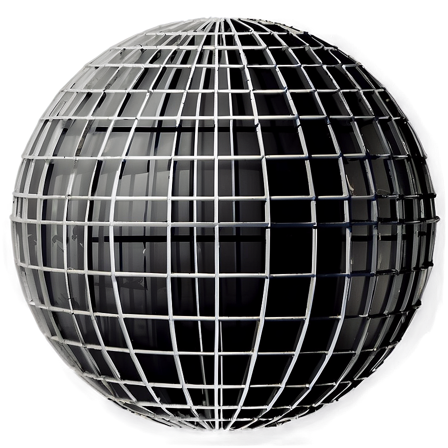 Black And White Globe With Grid Png 06282024