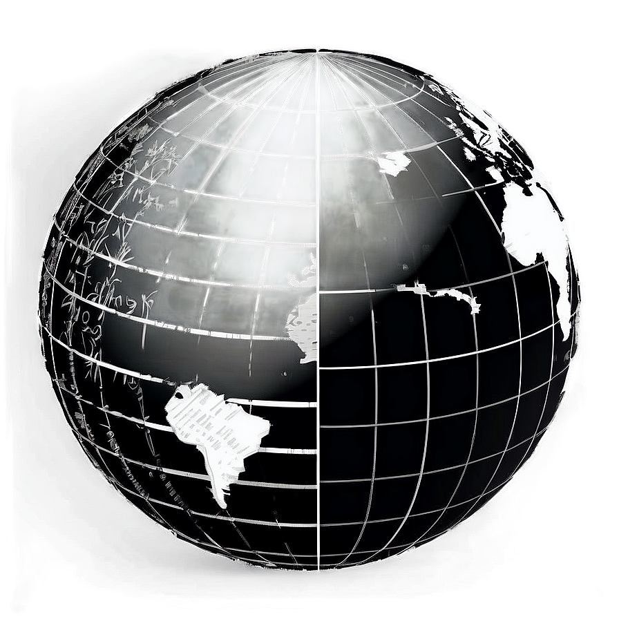 Black And White Globe With Latitude And Longitude Png 06282024