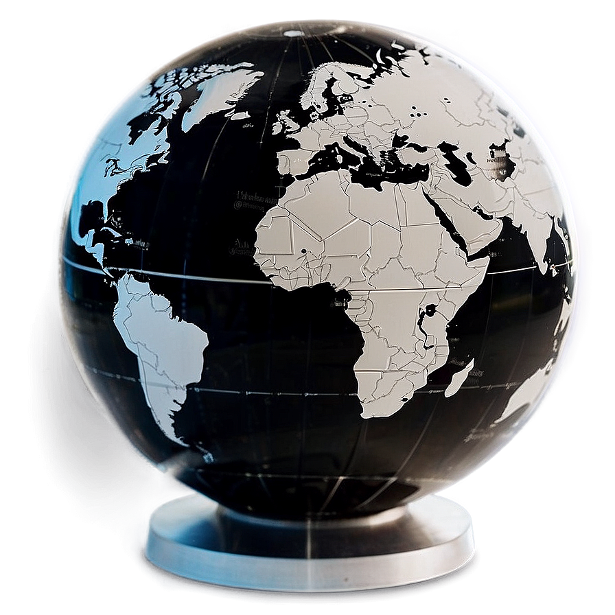 Black And White Globe With Stand Png 06282024