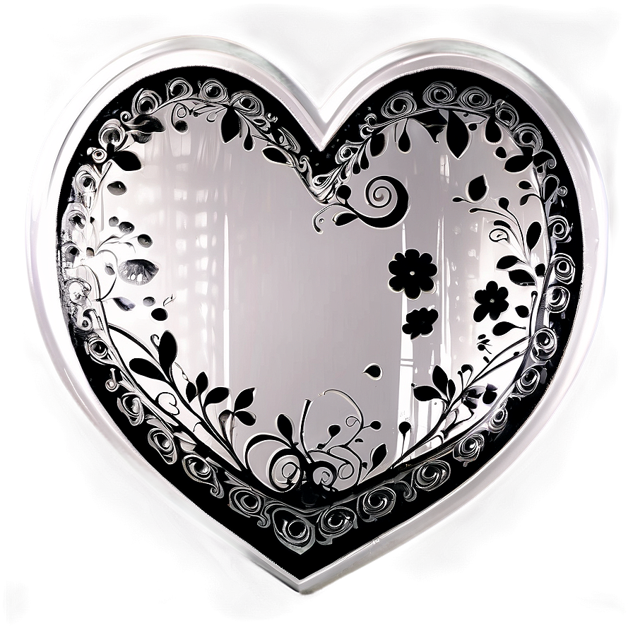 Black And White Heart Doodle Png 06262024