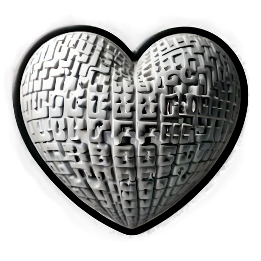 Black And White Heart Doodle Png Acc