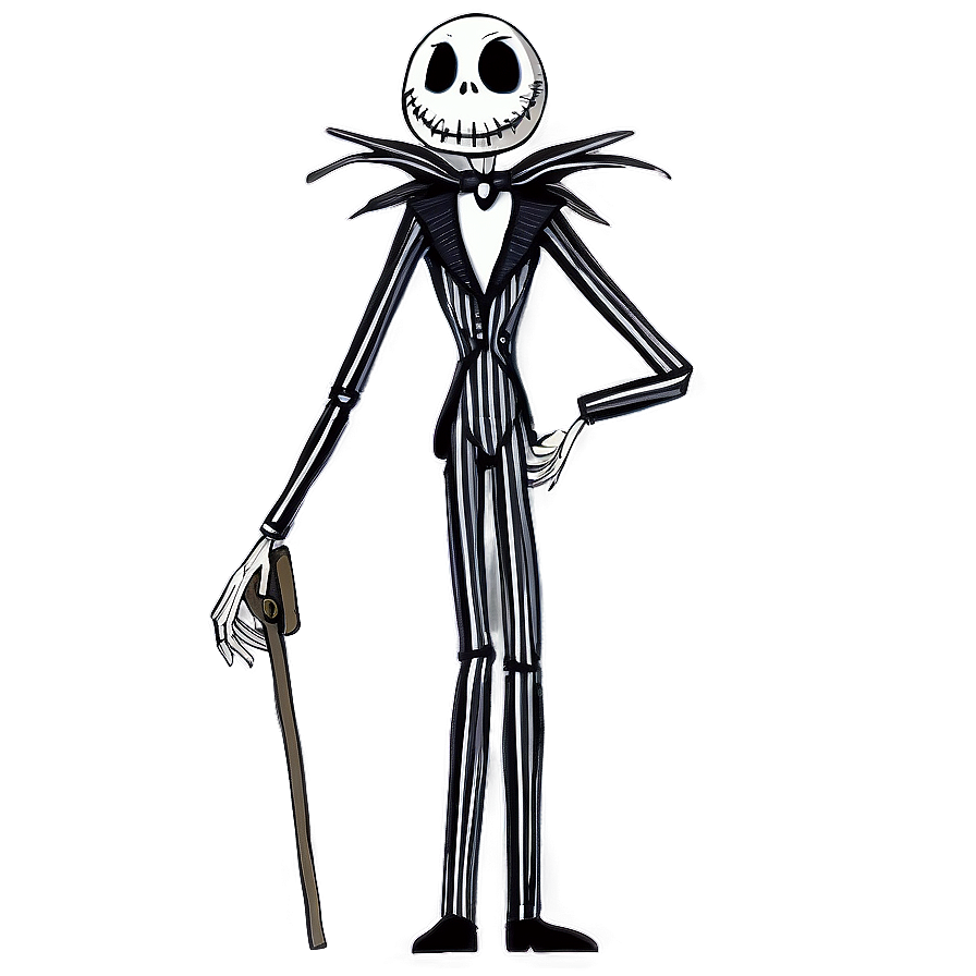Black and White Jack Skellington PNG bih90 PNG with transparent background