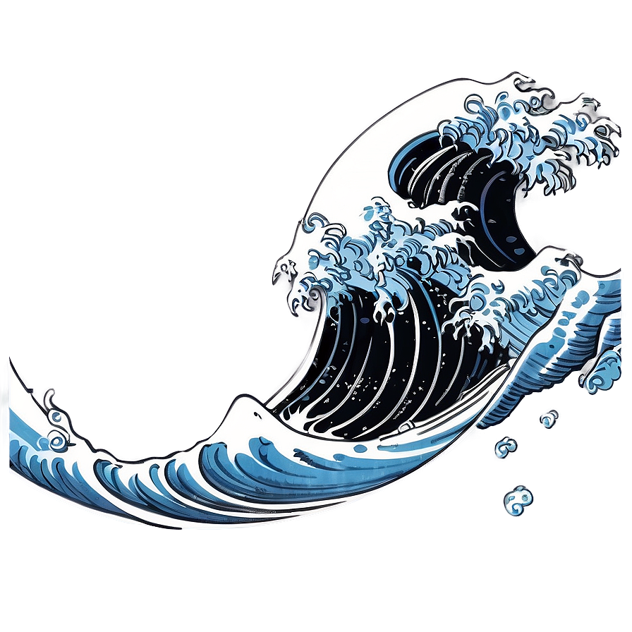 Black And White Japanese Wave Png Yhx59