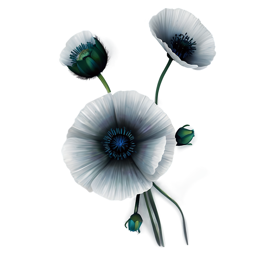 Black And White Poppy Png 06282024