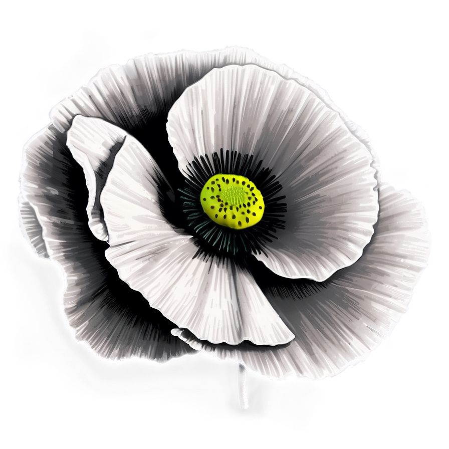 Black and White Poppy PNG psg74 PNG with transparent background