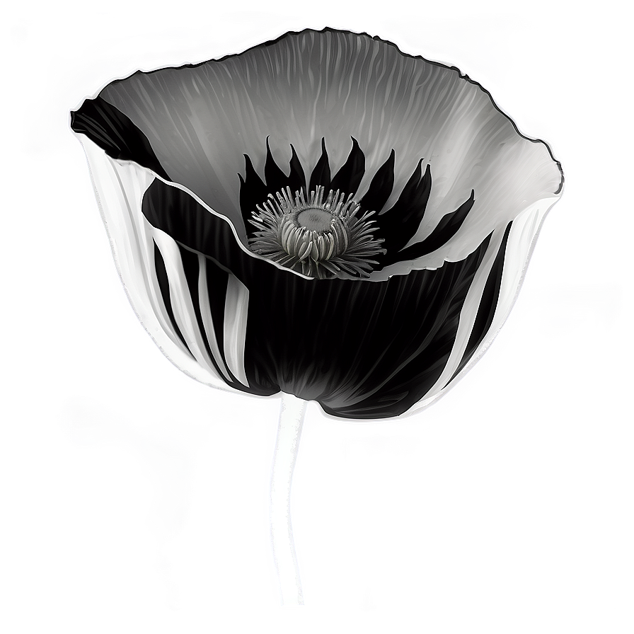 Black and White Poppy PNG ytn6 PNG with transparent background