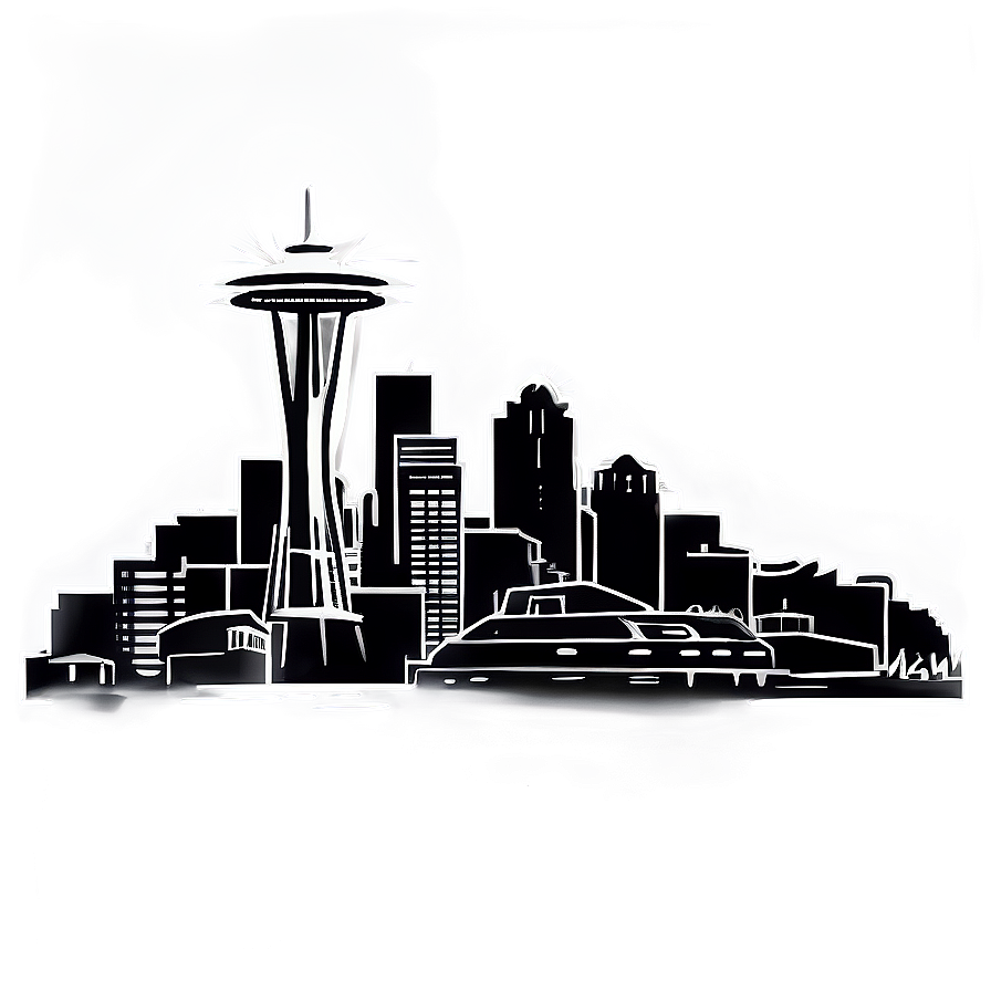 Black And White Seattle Skyline Png 3