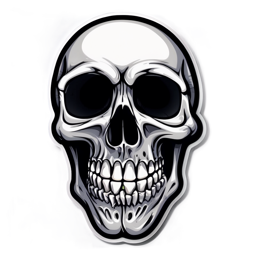 Black And White Skull Sticker Png 44