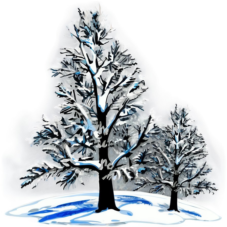 Black And White Tree In Winter Scene Png Gvq