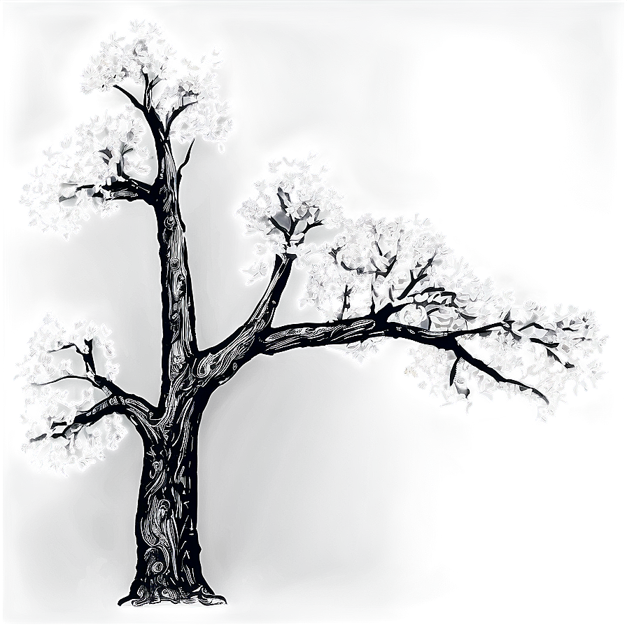 Black And White Tree With Detailed Branches Png Fob83