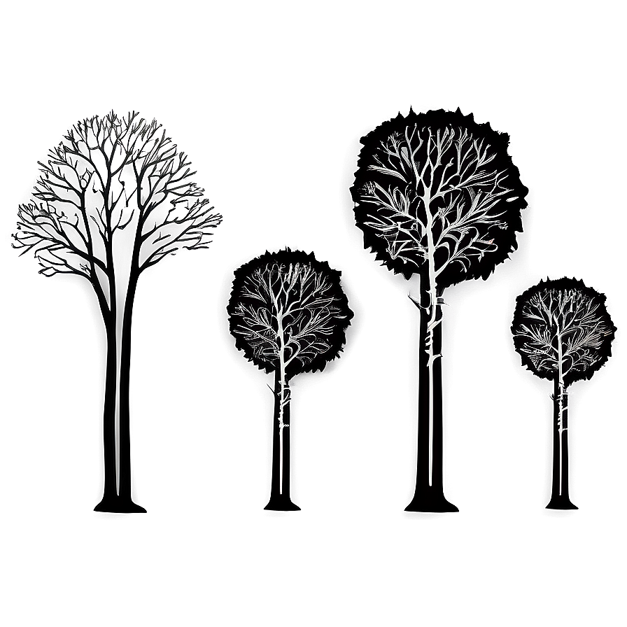 Black And White Trees Scenery Png Fjn81