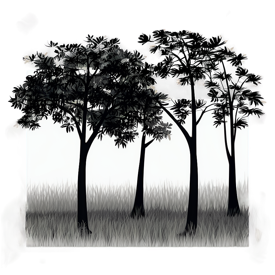 Black And White Trees Scenery Png Ohj